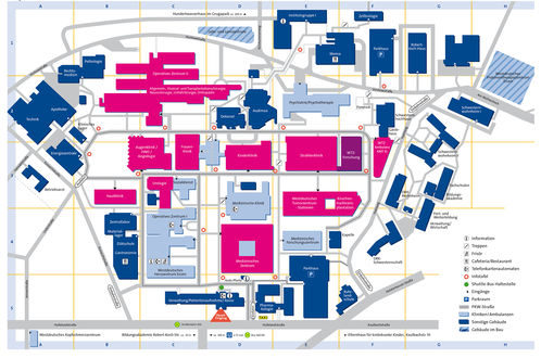 Der Lageplan des Universitätsklinikums Essen